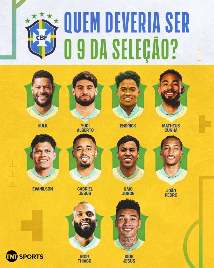 星空体育-谁会入选世界杯阵容？TNT列巴西9号位：恩德里克、库尼亚在列